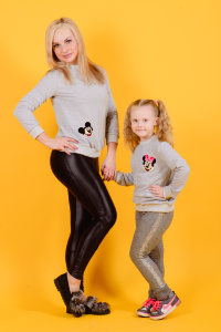 Детская толстовка "Мини Маус" ДФ 145 Family look (серый) Детская толстовка